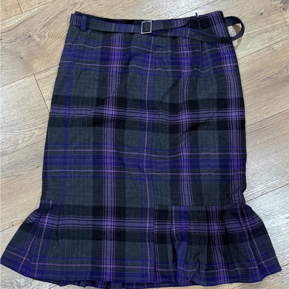 Doncaster Purple and Black Plaid Pencil Skirt